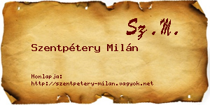 Szentpétery Milán névjegykártya