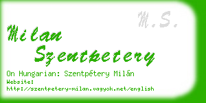 milan szentpetery business card